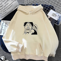 Ruffy Funny Hoodie Beige