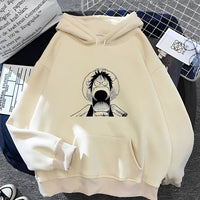 Ruffy Surprised Hoodie Beige