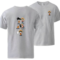 Ruffy und Goku T-Shirt Grau