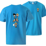 Ruffy und Goku T-Shirt Hellblau