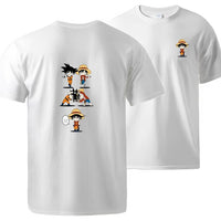 Ruffy und Goku T-Shirt Weiß