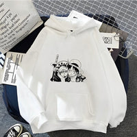 Ruffy und Law Faces Hoodie Weiß