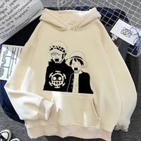 Ruffy und Law Surprised Hoodie Beige