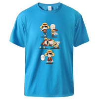 Ruffy und Saitama T-Shirt Hellblau