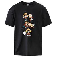 Ruffy und Saitama T-Shirt Schwarz